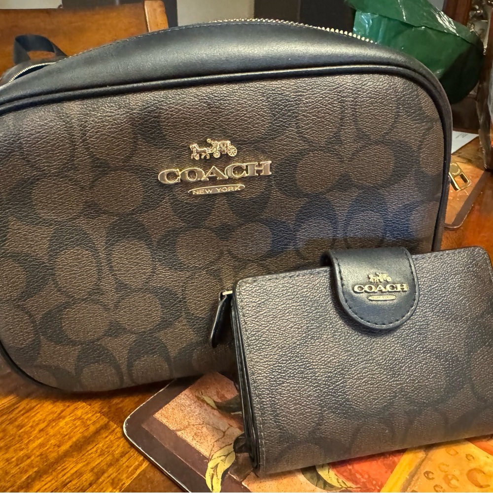 Coach Black and Gold Signature Bag